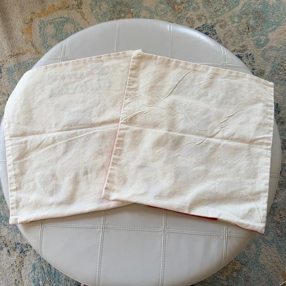 Christmas Pillow Covers Set of 2 Cream Santa Reindeer Tufted 17x17 Farmhouse